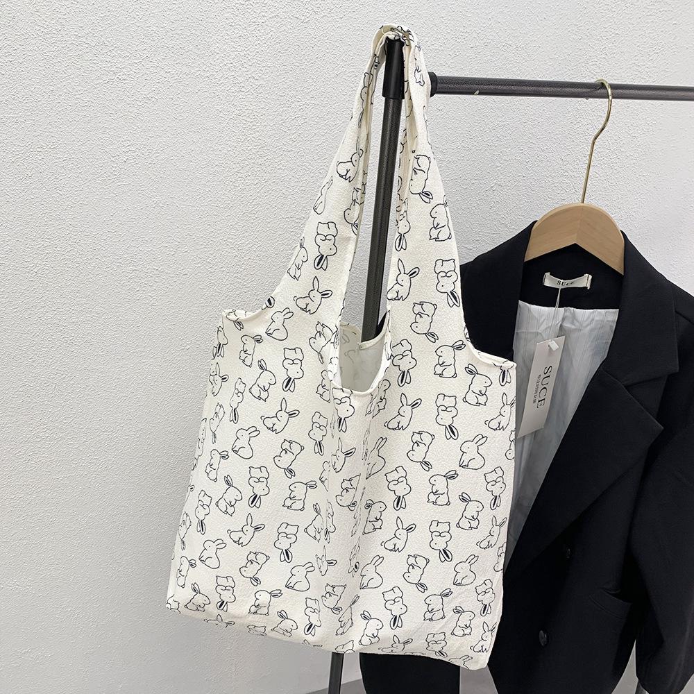 Spring & Summer Floral Canvas Tote - Large Capacity Shoulder Handbag for Women & Students