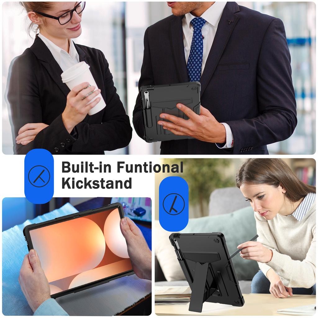 Hybrid Case for Samsung Galaxy Tab S10 FE Plus 2025 13.1 Inch SM-X620 SM-X626B Built-in Kickstand Cover Shockproof with Pen Slot