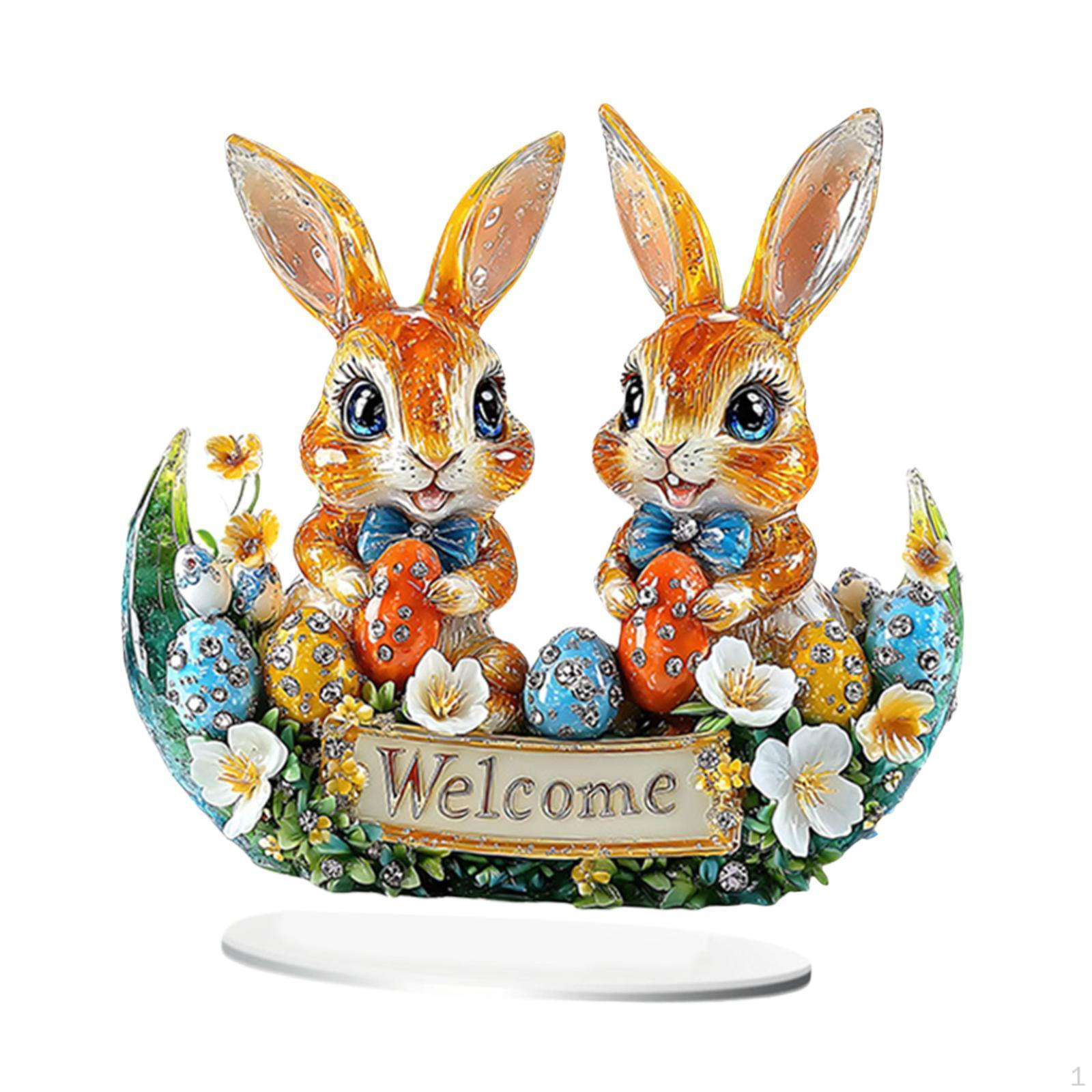 

Пасхальный 2D плоский акриловый орнамент фигурка кролика красочный дисплей яйца для празднования в помещении Style A