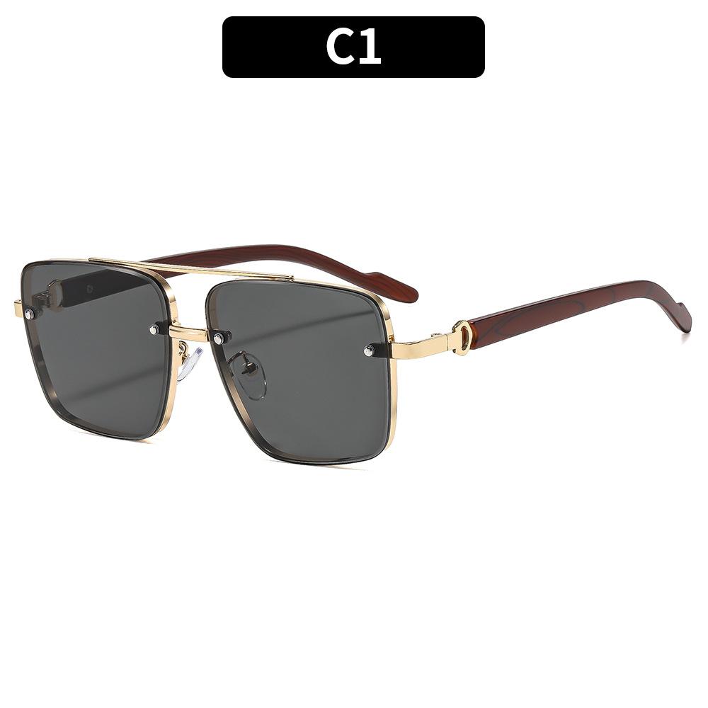Women s sunglasses - unisex fashion double bridge square frame metal sunglasses