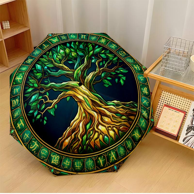 

Mystic Tree Lantern Printed umbrella windproof folding umbrella portable sun and rain umbrella suitable for gifting