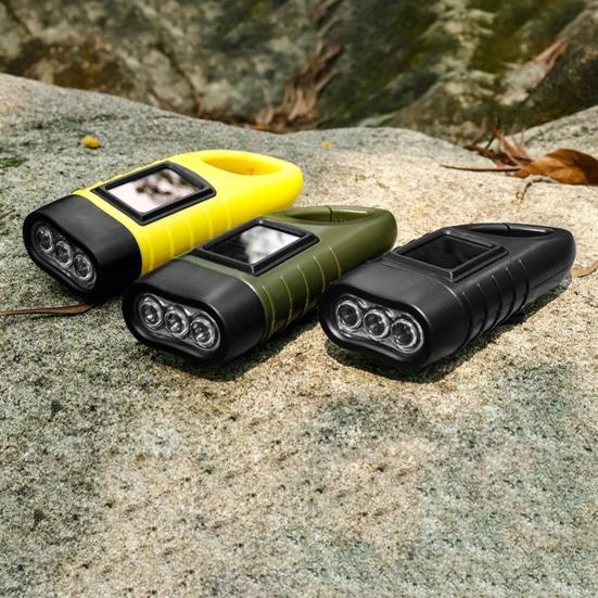 Hand Crank Solar Powered Flashlight Super Bright Compact Size Portable Emergency Rechargeable LED Flashlight Camping Gear