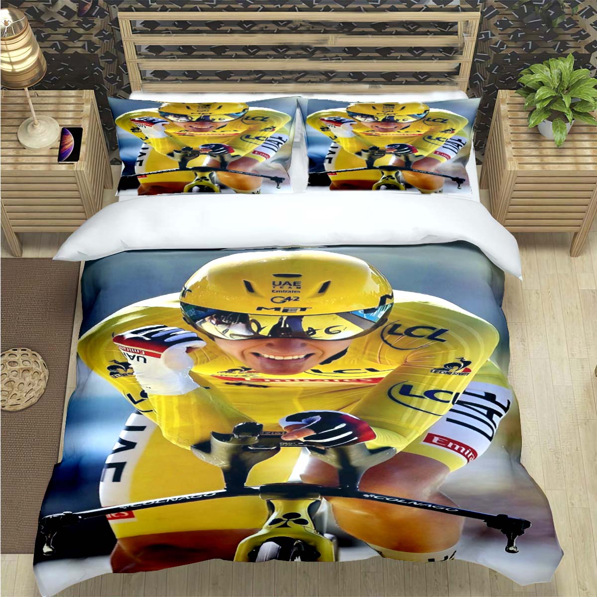 

Fashion Mountain Biking Ttadej Pogacar Print Bedding Sets Bed Supplies Set Duvet Cover Bed Comforter Set Bedding Set Luxury Gift US Queen(228*228cm)3pcs