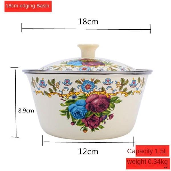 Эмалированные супницы с крышкой, утолщенная эмалированная миска, бытовая большая миска, суповая кастрюля, миска для начинки для пельменей с салом, китайская миска