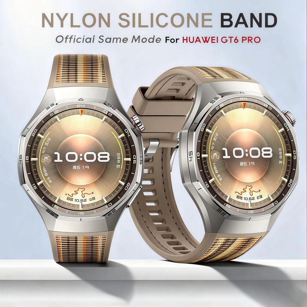 46mm Nylon Silicone Strap Lightweight Breathable Sports Watch Strap Waterproof Solid Color for Huawei Watch GT6 Pro