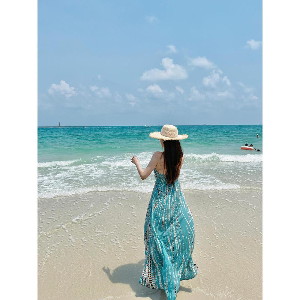 Xishuangbanna vintage bohemian halterneck camisole dress feminine backless resort dress