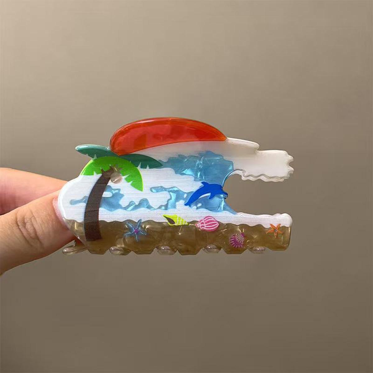 

1 шт. весна, лето, осень и зима четыре сезона граффити ацетат захват клипса женская клипса-акула, новая заколка для волос украшение для волос