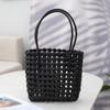 Women Plastic Material Hollow Weave Bag Woven Design Soft Handle Basket Bag Candy Color Large Capacity Beach Tote Bag Vacati