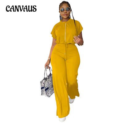Summer Drawstring Short Top High Waist Split Women's Trousers Fashion Pant Suit