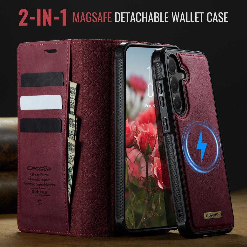 Magnetic Wireless Charging Leather Wallet Phone Case for Samsung Galaxy S26 Ultra S25 FE S24 S23 S22 S21 Plus A17 A56 Flip Cover