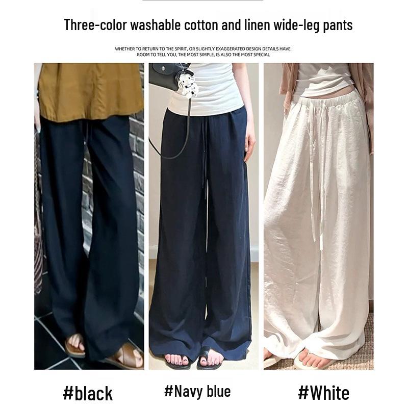 Maternity High-Waisted Wide-Leg Linen Pants – Summer Ice Silk Sun Protection Style