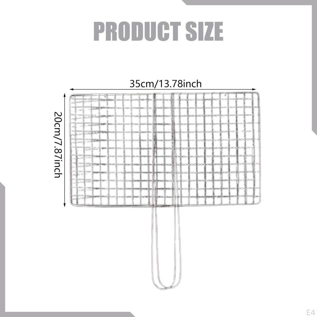 Barbecue Grill Basket Rack Portable Fish Grilling Clamp Vegetable BBQ for Kabob