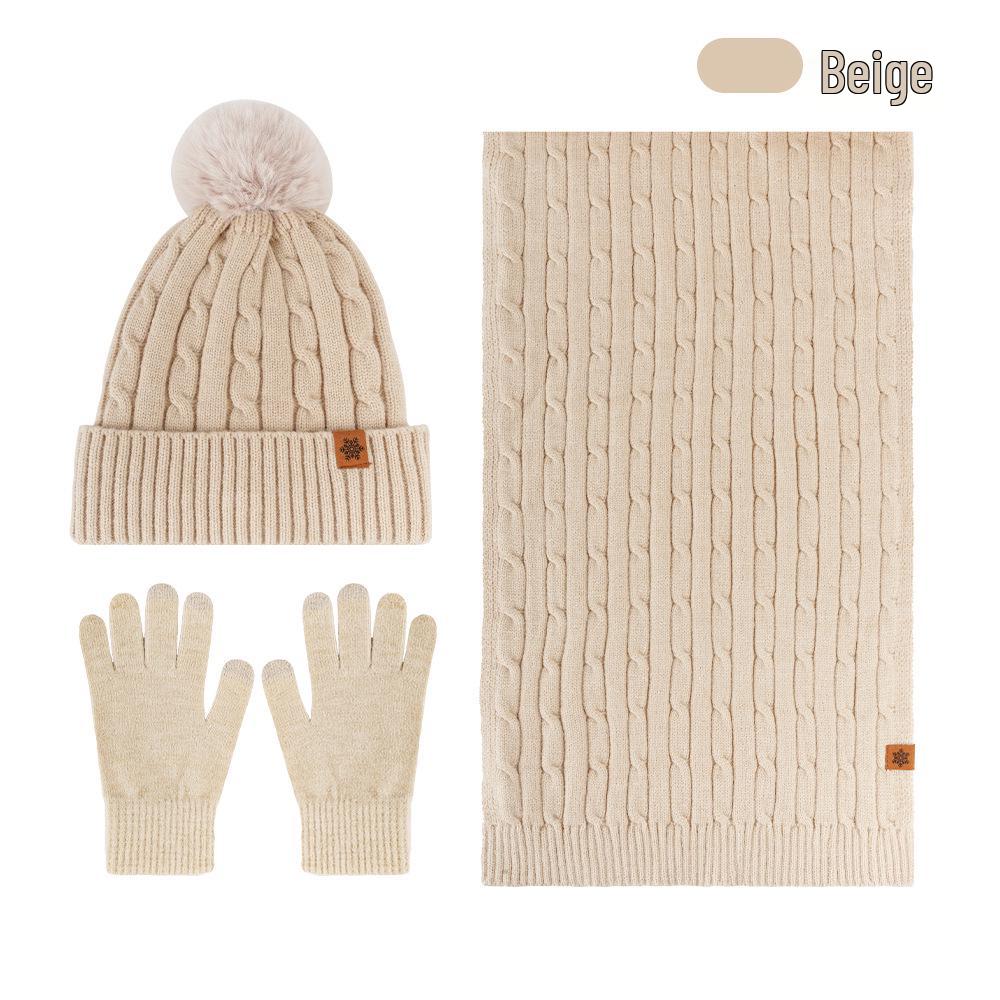Women's Winter Knit Hat, Scarf, and Gloves Set - Double Layer Fleece Lined for Warmth