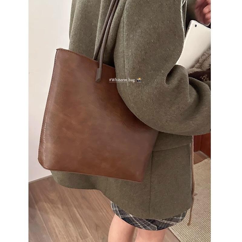 Winter Portable Commuter Bag Female Retro Simple Tote Bag Wild Large-capacity Shoulder Bag