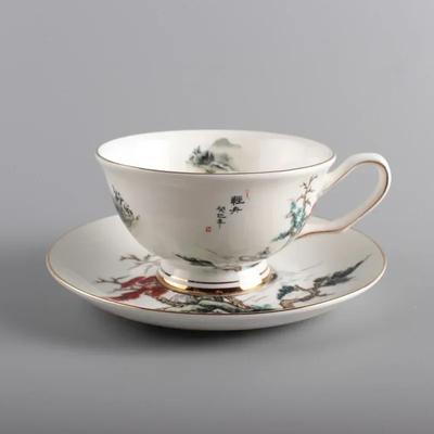 Nuova Tazza in Ceramica Semplice Cinese Tazza da Caffè Piattino Stile Cinese Bone China Tazza da Caffè per il Tè Pomeridiano Semplici Tazze per l'Acqua