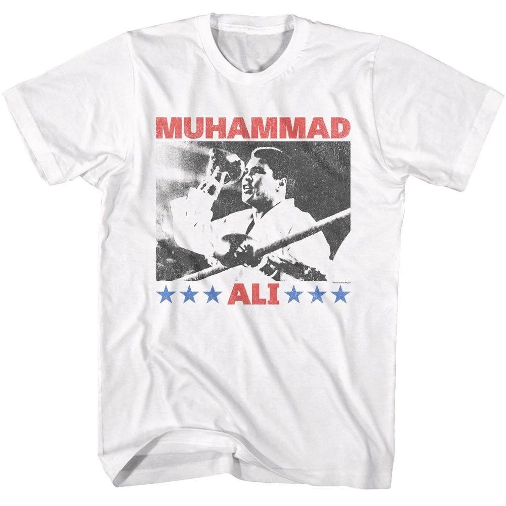 Muhammad Ali Raising Fist White Icon Shirt 140