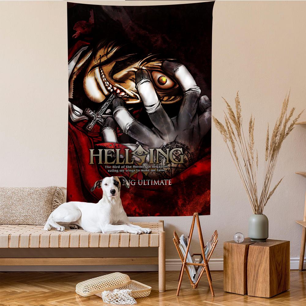 Hellsing Game Anime Tapestry Hippie Flower Wall Carpets Dorm Decor Wall Hanging Home Decor