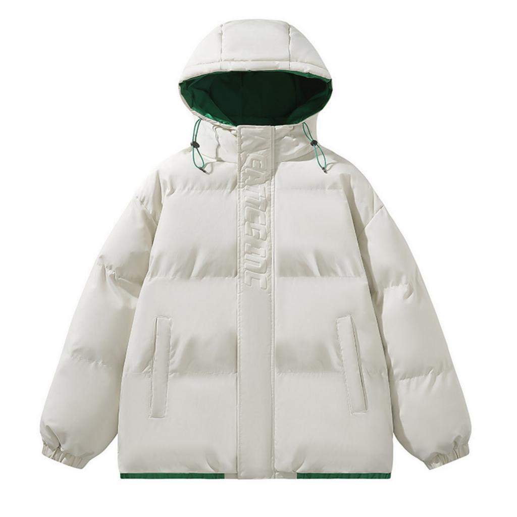 Men's Casual Solid-color Hooded Cotton Jacket With Cotton, Thickened, Warm And Windproof Zipper Jacket