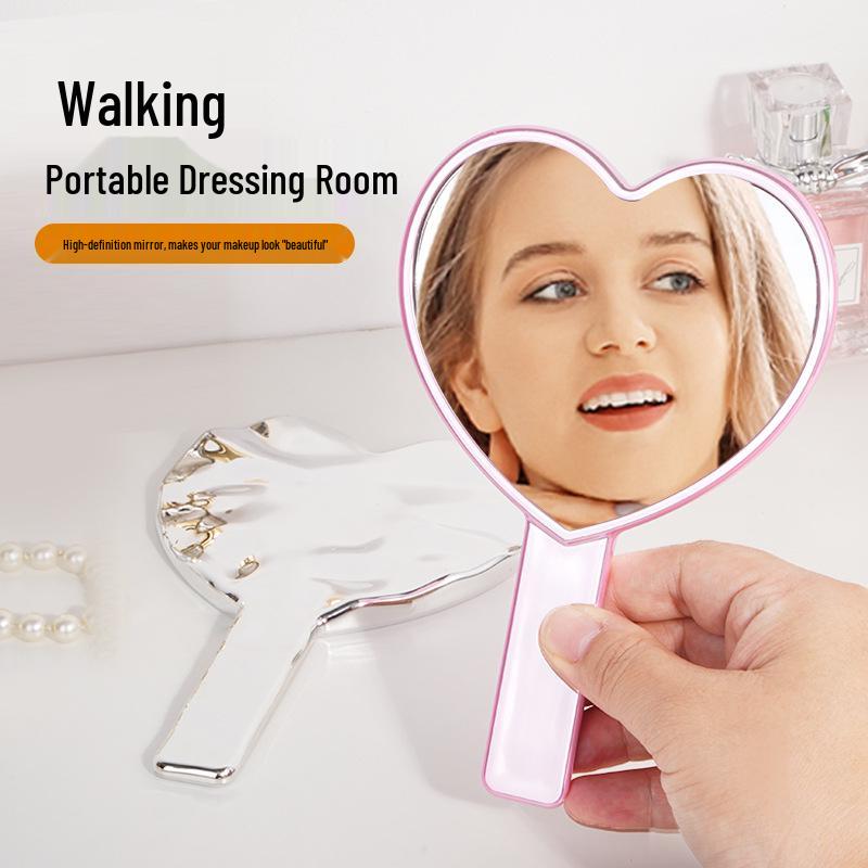 Heart-Shaped Portable Handheld Makeup Mirror - Cute, Exquisite, and Easy to Carry
