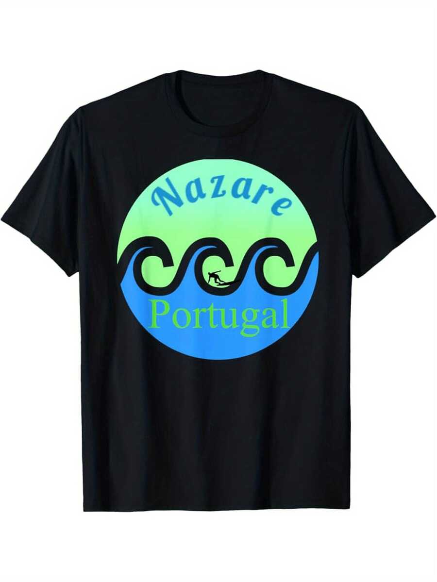 Nazare Surfing Portugal Printed T-Shirt, Unisex s Printed T-Shirt S
