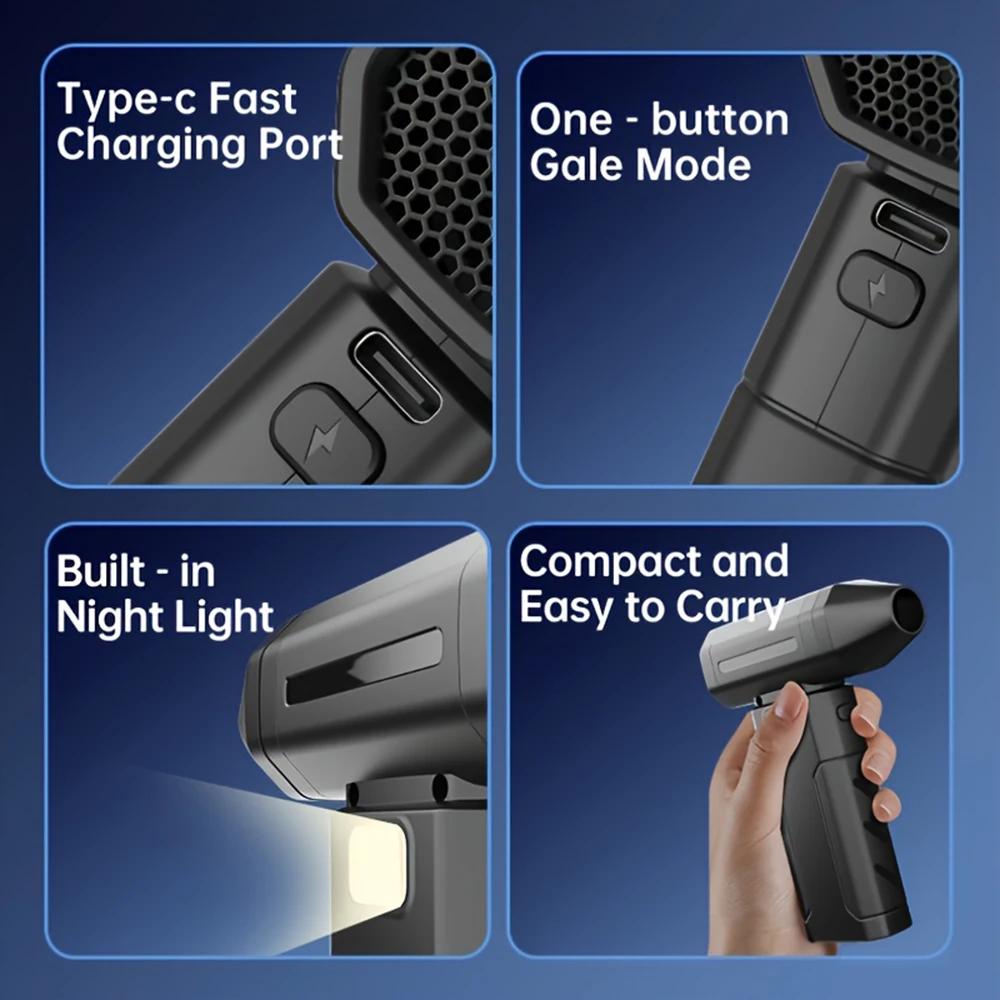 Leistungsstarker Luftgebläse-Fächer 80000 U/min mit Digitalanzeige, Tragbares Handheld-Turbogebläse, 52 m/s Wind, Bürstenloser Jet-Gebläse-Pistolenwerkzeuge zur Autoreinigung