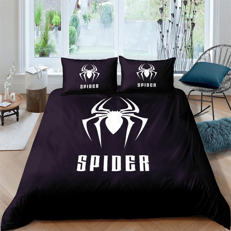Scary Spider Bedding Set Queen Size Soft 3D Print Duvet Cover Set Halloween Theme Comforter Cover With Pillowcases Bedroom Decor
