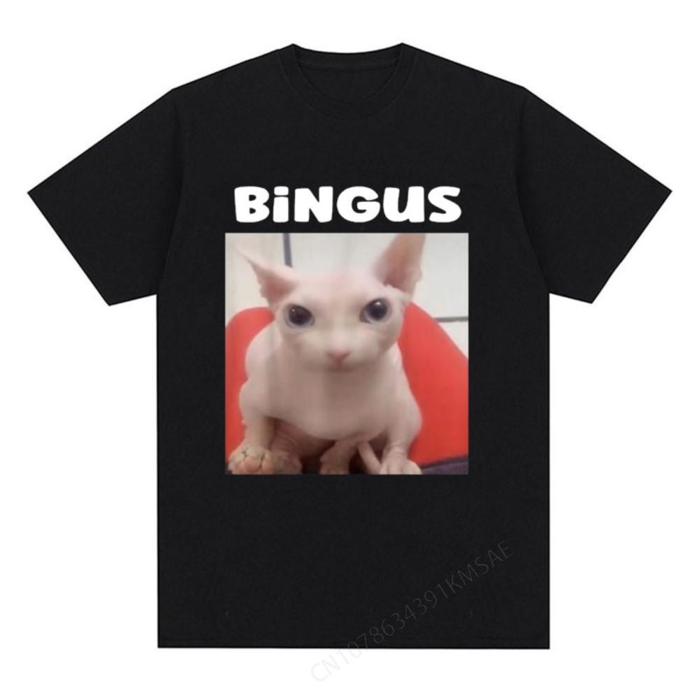 Bingus Meme Funny Cute Cat Graphic T-Shirt for Men Women Casual Oversized T-shirts Cotton Shor