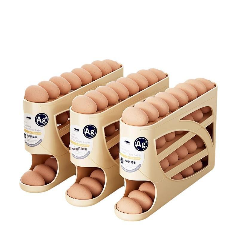 Pudełko do przechowywania jaj: Klasa spożywcza, Konstrukcja z wysuwanymi rolkami do drzwi lodówki, Zapobiega powstawaniu zapachów