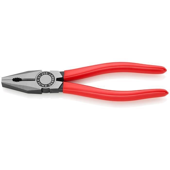 Pinces d'électricien KNIPEX 03 01 200 SB - Acier et plastique - Rouge - 20 cm