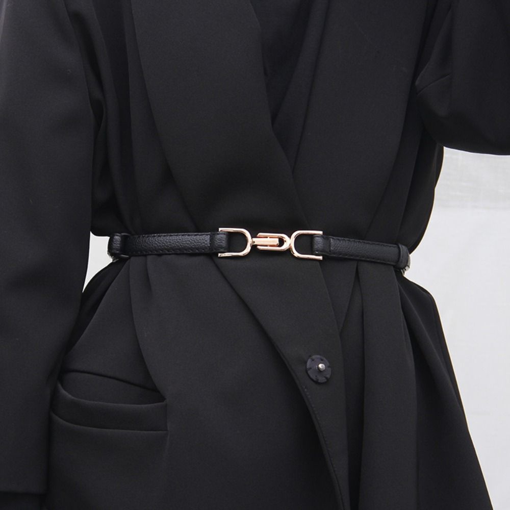 Adjustable Waistband Gold Color Buckle Skinny Waist Belts New Women's Thin Belt  Decorative Dress