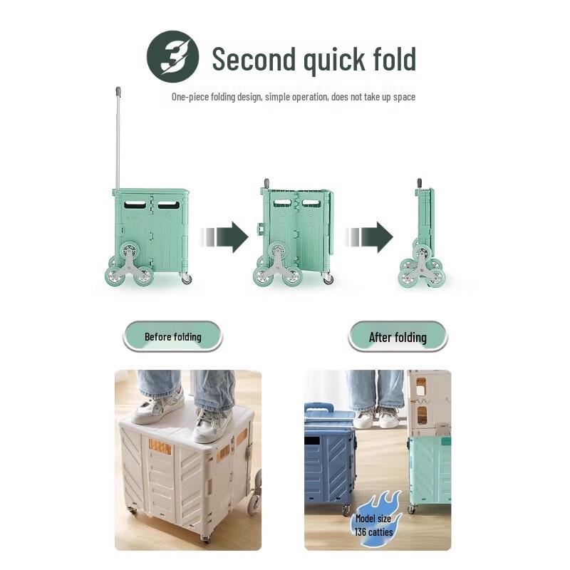 Upgraded Flat-Pull Four-Wheel Foldable Shopping Cart