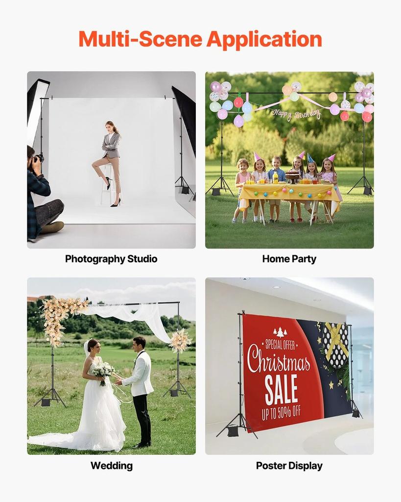 Backdrop Stand Background Stand Kit 10 X 10 Ft for Party & Photo Studio