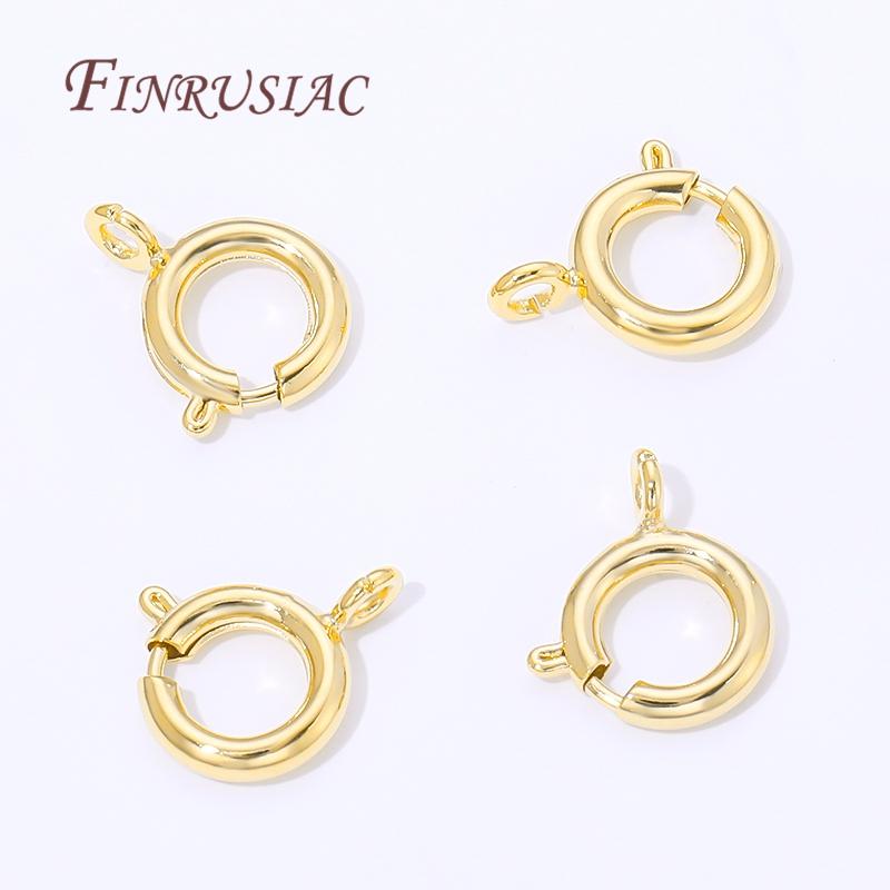 9mm 18K Gold Plated Circle Spring Clasps End Connectors For Jewelry Making Supplies DIY Necklace Clasps Accessories