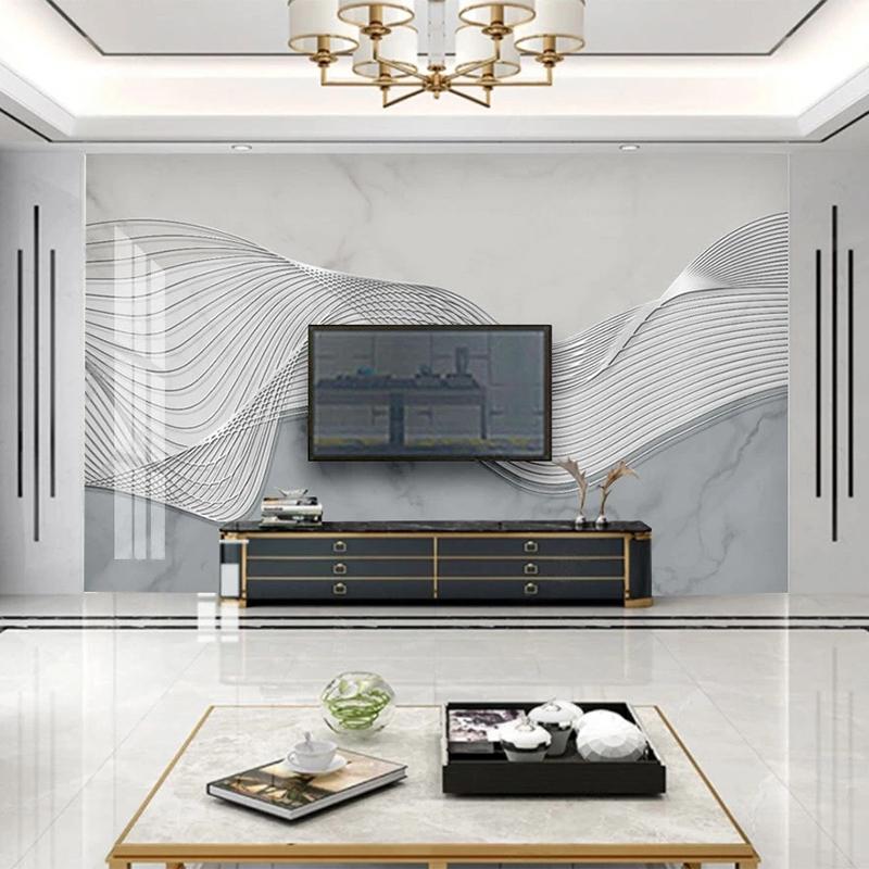 Individuelle Wandbildtapete Modern 3D Stereo Abstrakt Goldene Linien Fresko Wohnzimmer TV Sofa Schlafzimmer Hintergrundwand Papel De Parede