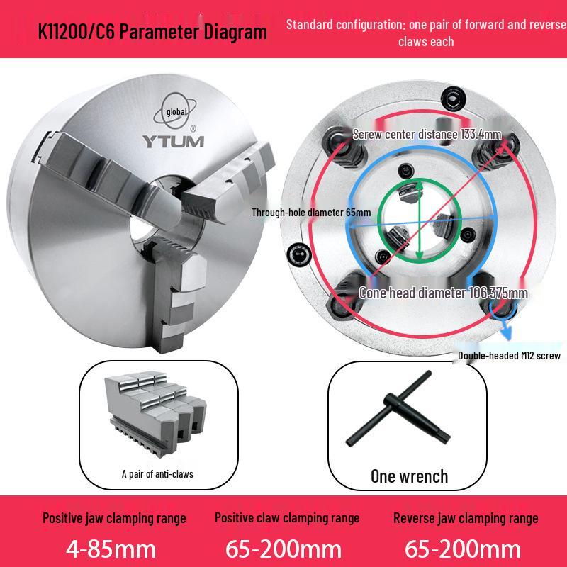 Zhonghuan K11200 Self-Centering CNC Lathe A26 Three-Jaw Short Taper Chuck