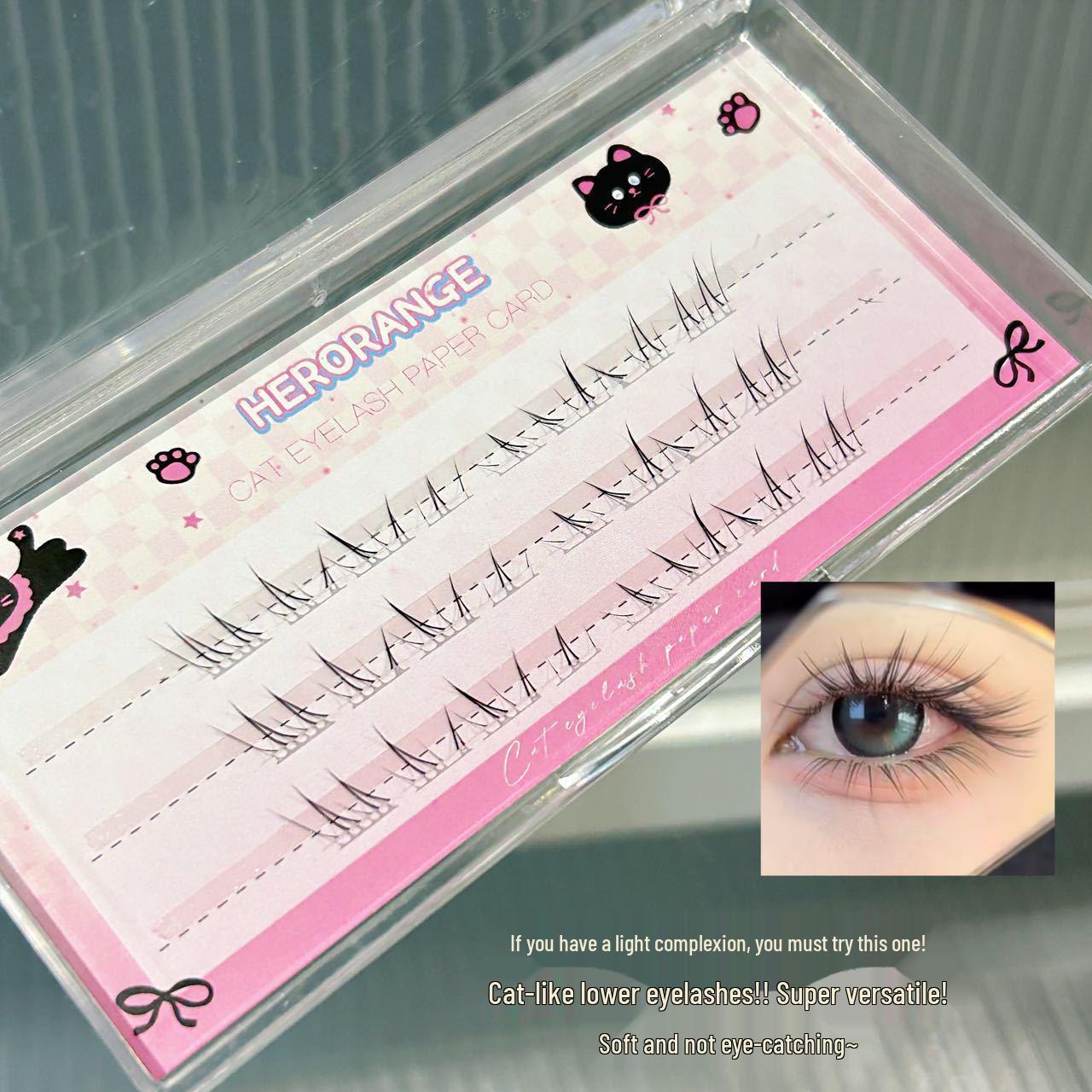HERORANGE Натуральные Индивидуальные Пучки Ресниц  Кошачий Глаз  - Без Клея, Прозрачная Основа