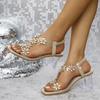 Women Sandals Summer New Fashion Shoes Women Bling Flowers Rhinestone Transparent Root Open Toe Sandals Woman Zapatos De Mujer