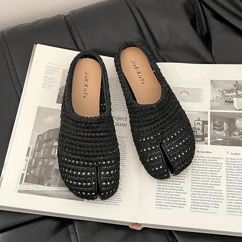 

Модная ретро плетеная ажурная дышащая сумка голова половина тапочки женская верхняя одежда 2025 лето новая верхняя одежда повседневные крутые тапочки 35