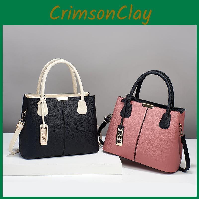 2023 Stylish Color Block Handbag Large Capacity Casual Shoulder Bag Cross-border Trendy Pu