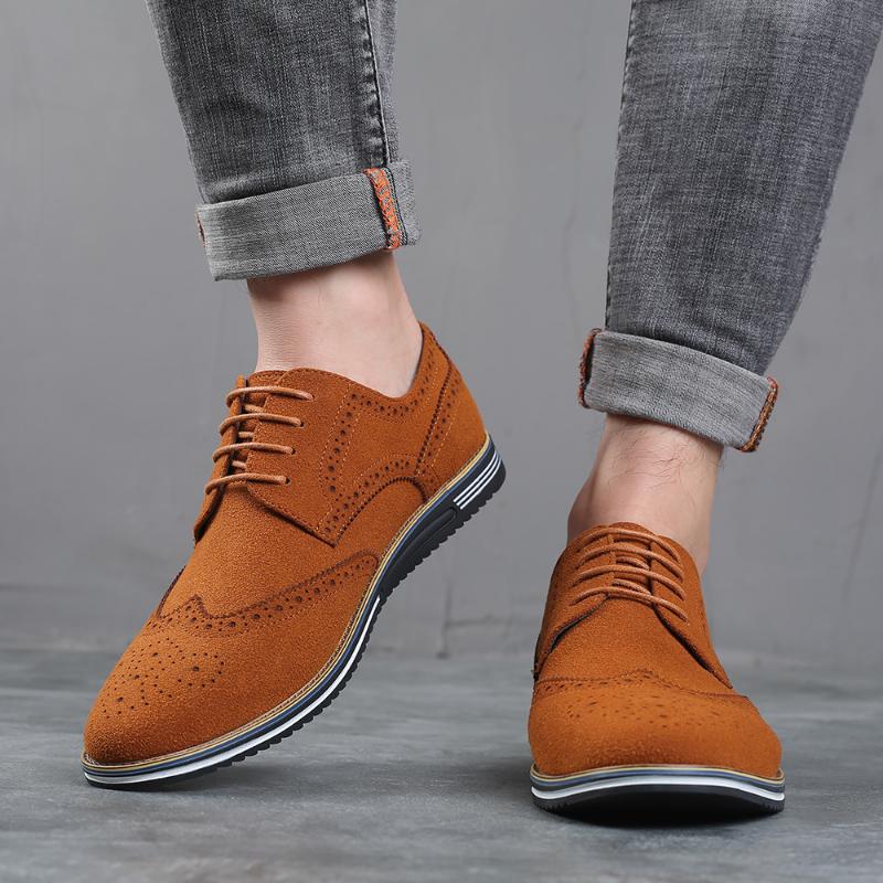 

Fashion Fashion Suede Leather Men Dress Shoes Handmade Brogue Paty Wedding Shoes Men Flats Oxfords Formal Shoes Loafers Party Flats 38 чорний