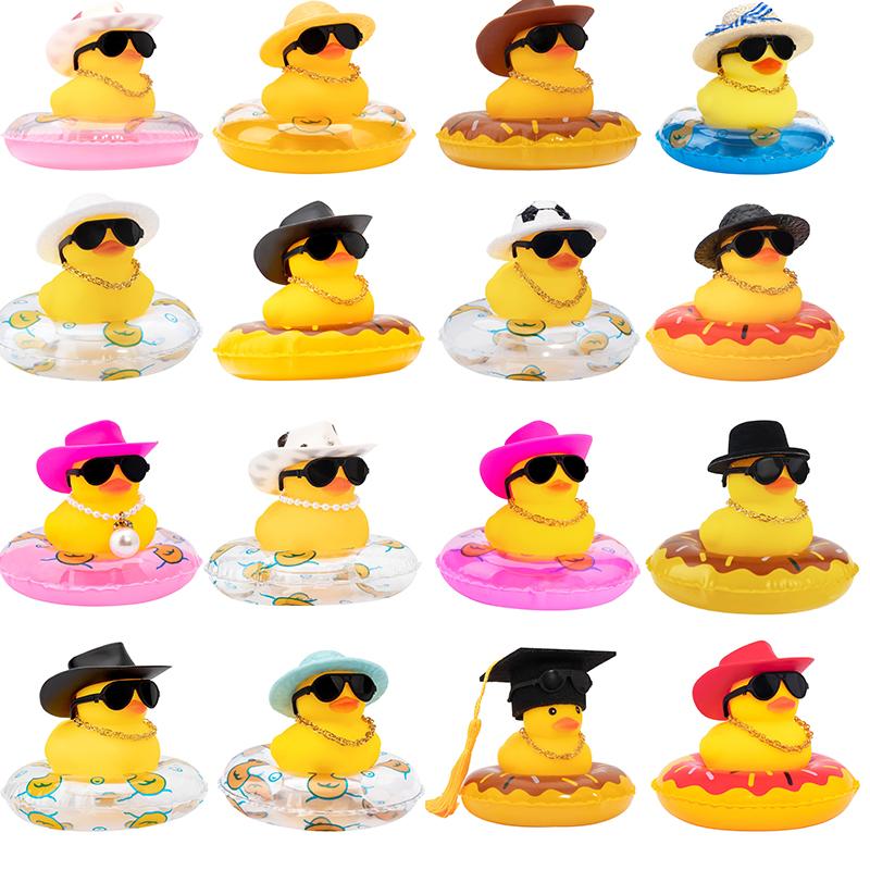 Car Rubber Duck Dashboard Yellow Duck Decoration For Car Dashboard Decorations Duck Toy With Swim Ring