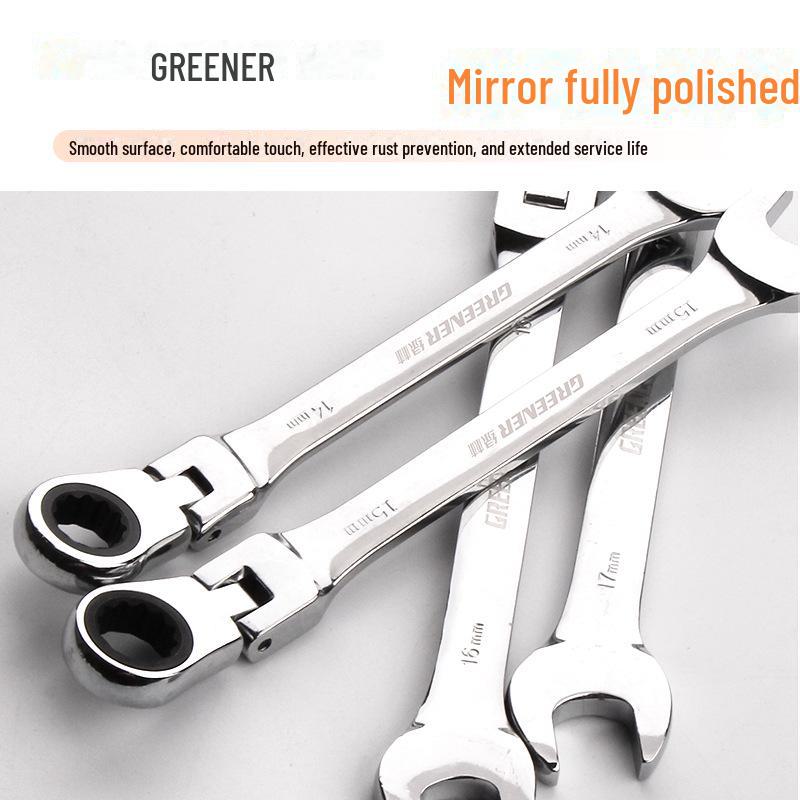 Green Forest Dual-Purpose Ratchet Wrench with Mirror Finish