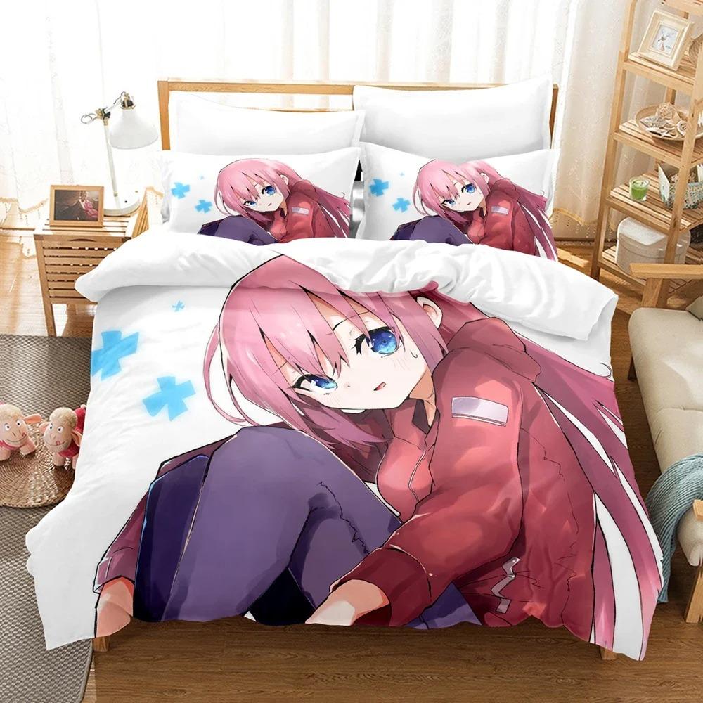 3D Anime Bocchi the rock Ložní soupravy Sada povlaku na přikrývku s povlakem na polštář Dvojlůžko Plná Velikost Queen King Ložní prádlo Domácí textil