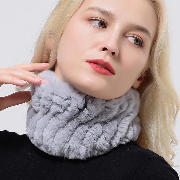 Rabbit Fur Scarf Women Winter Warm Knitted Neck Warmer Fashion Stylish Ring Scarves