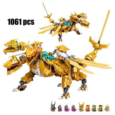 Creative Lloyd Golden Ultra Dragon Building Blocks Four-Headed Dragon Mech Figures Bricks Toys for Children Gifts