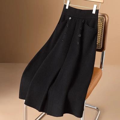 Rock für Damen Lässig Vielseitig Elastischer Hoher Bund Lange Weite Hose Dehnbar Slim Rock