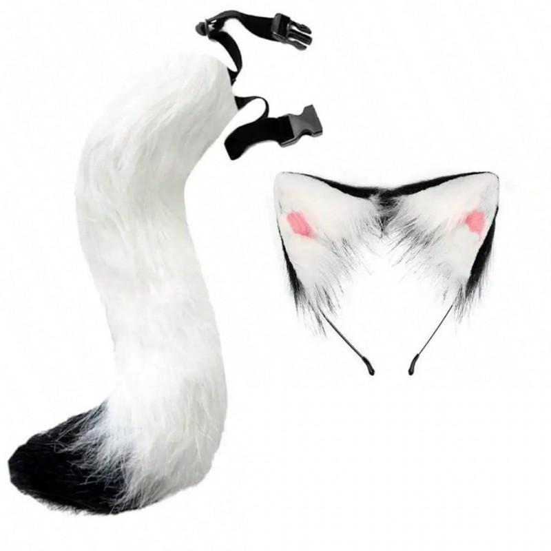 Furry Animal Ear Headband Tail Set Cosplay Costume Accessory Anime Convention Party Adult