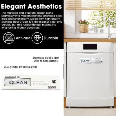 Stainless Steel Dishwasher Magnet Sign - Easy-to-Read Sliding Clean/Dirty Fridge Sticker, Scratch-Resistant Status Indicator