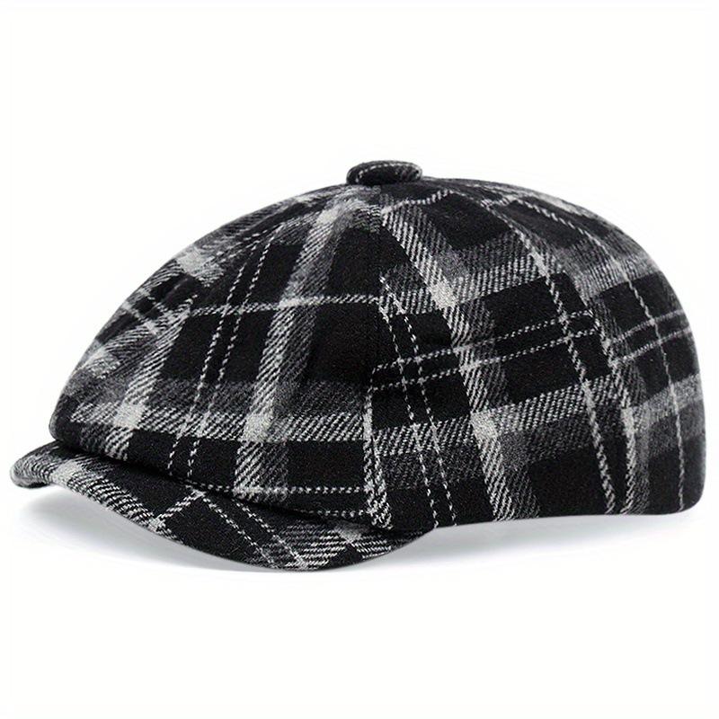 Erwachsene Retro Tweed Dad Hat Karomuster Schiebermützen Herren Achteckige Hüte Britische Malermützen Fischgrät Flach Hip Hop Baskenmützen gorras