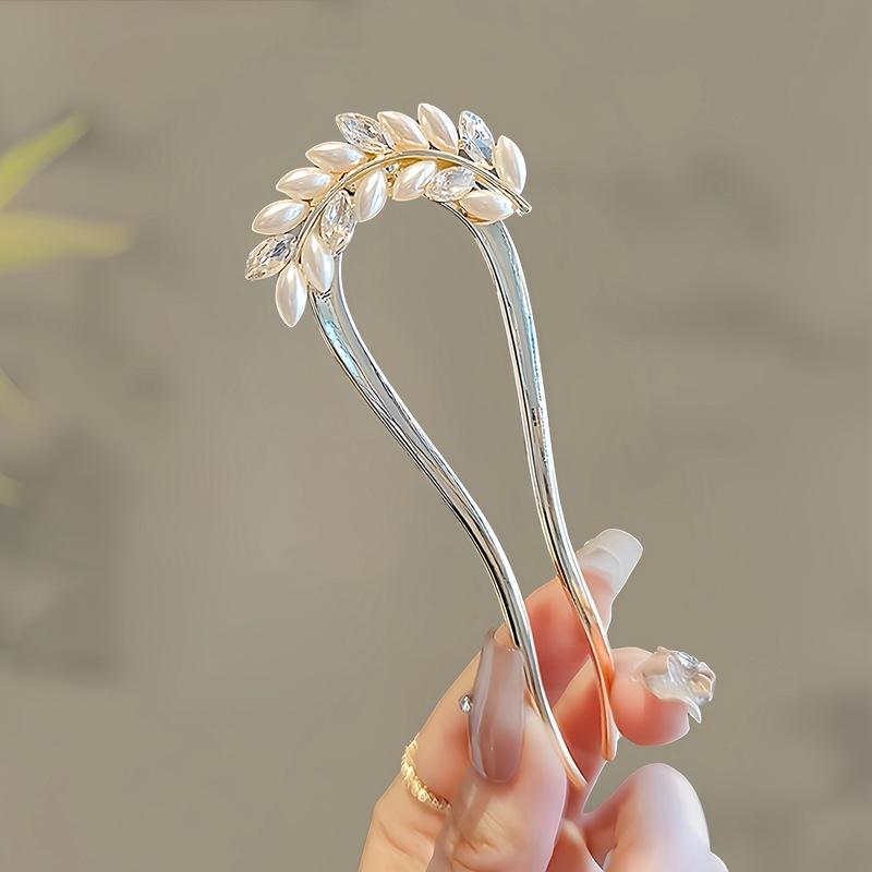 Antique Butterfly Flower Bamboo U-shaped Hairpin Super Fairy Retro Pearl Fringed Hairpin Hanfu Ancient Hairpin Accessories